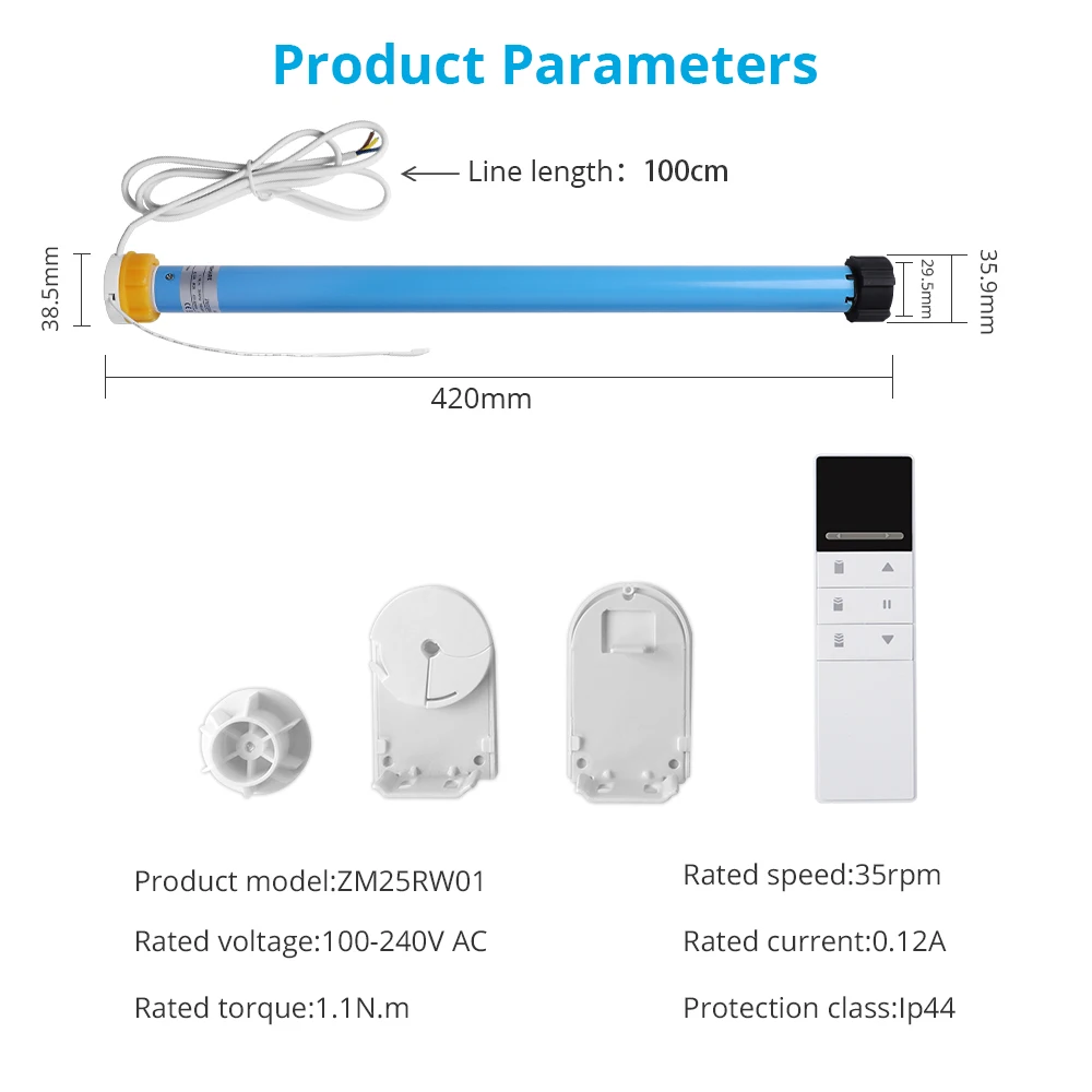 Zemismart Tuya WiFi Electric Roller Shade Motor RF Remote Control for 30mm 37mm Tube Motorized Shutter Engine 110 240V