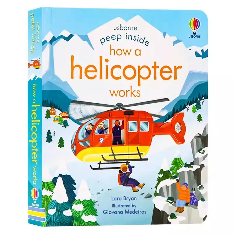 Children Flip Book How a Helicopter Works, Educational English Picture Book, Early Learning Toy, Kids Bedtime Story Reading