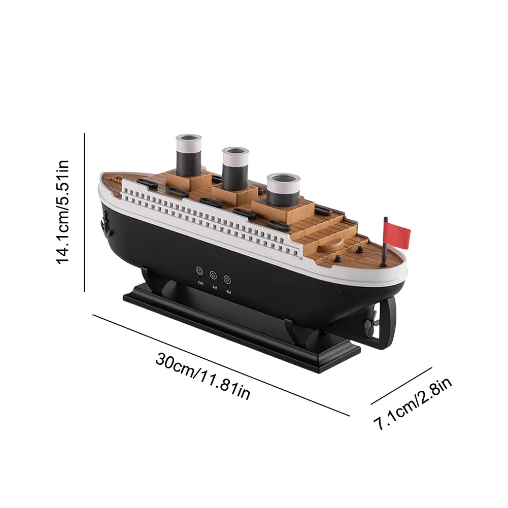 Humidificador de aire modelo de barco Titanic de 250ml, difusor de aceites esenciales, anillo de humo de medusas, difusor de Aroma en aerosol, luz nocturna para el hogar