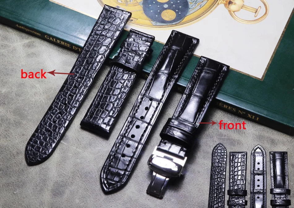 Black 20mm 21mm 22mm Handmade Genuine Crocodile Skin Upscale Watch belt Strap alligator Leather Watch Band high quality Bracelet