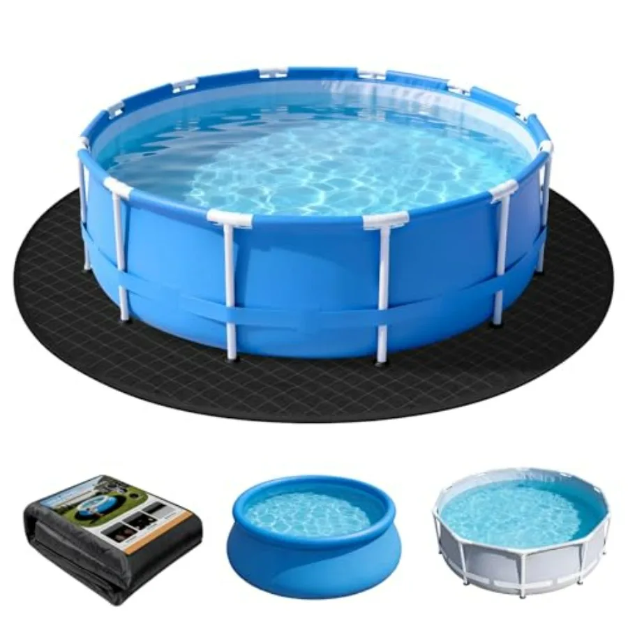 

12 FT Round Pool Liner Pad for Above Ground Swimming Pool, Polyethylene Material, Black, Light-Proof Waterproof Debris Protecti