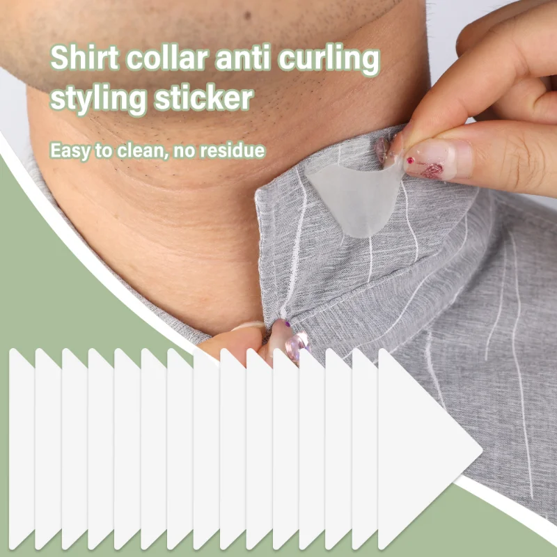 10/40PCS Thickened PVC Collar Anti-Warping Edge Shaper Self Adhesive Collar Styling Tape No Curl Shirt Collar Stickers