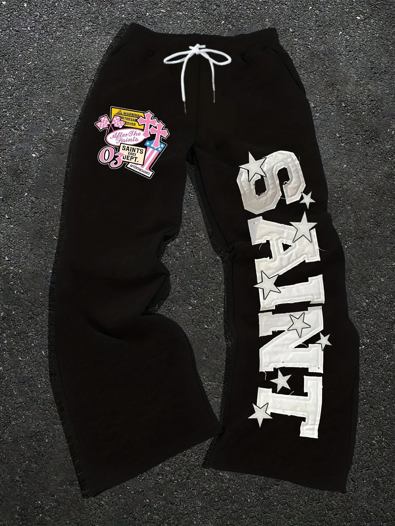 2026 Neues Modell Herren Gothic Vertikale Grafik Weite Jogginghose mit Kordelzug Lose Gerade Baggy Y2K Dark Punk Streetwear Hose. – Detail 4