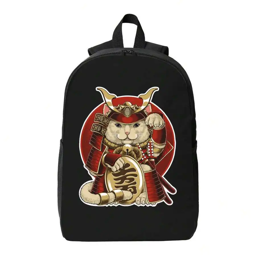 

Samurai Cat Print Casual Backpack For Adults Unisex School College Travel Bag