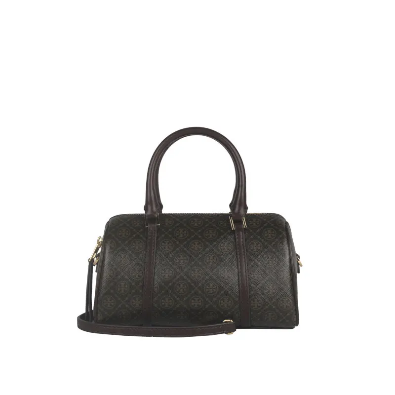 

Tory Burch T Monogram Coated Canvas Mini Barrel Handbag in Brown 164900-200