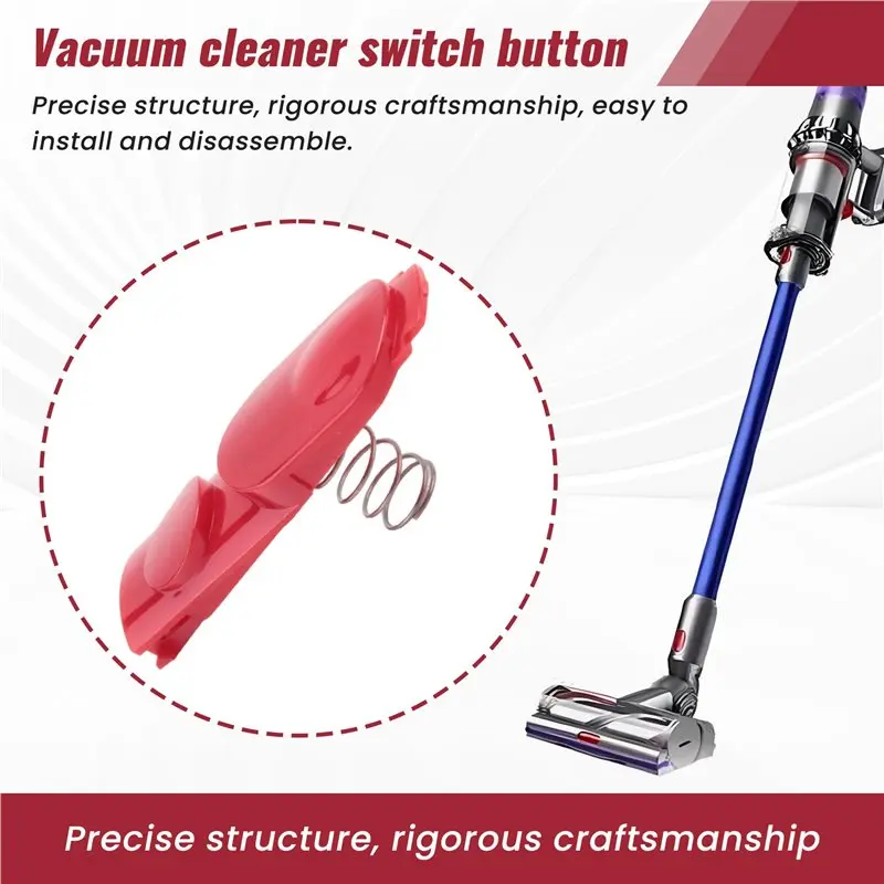 [NEW!A67Z】 1Pcs Red Wand Button With Spring Head Clip Snap Button For Dyson V7 V8 V10 V11 V15 Vacuum Cleaner Switch Button With