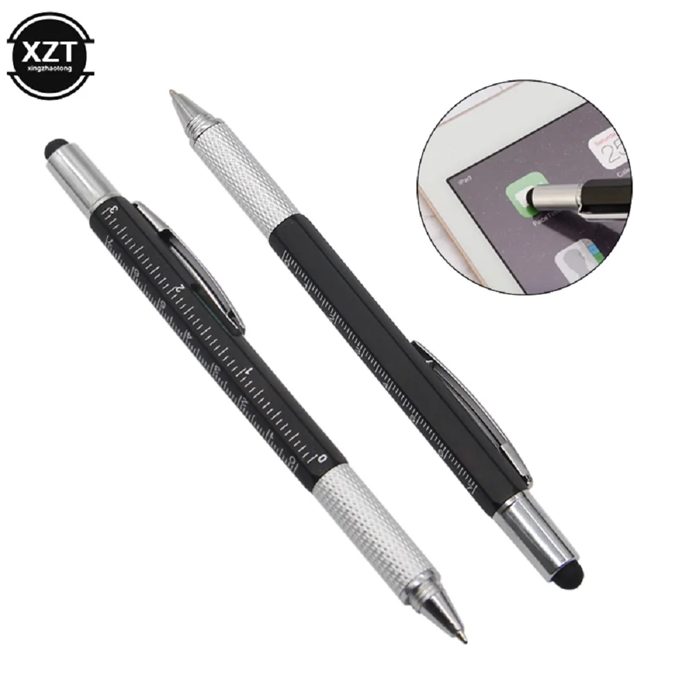 7 in1 Multifunction Ballpoint Pen with Modern Handheld Tool Measure Technical Ruler Screwdriver Touch Screen Stylus Spirit Level