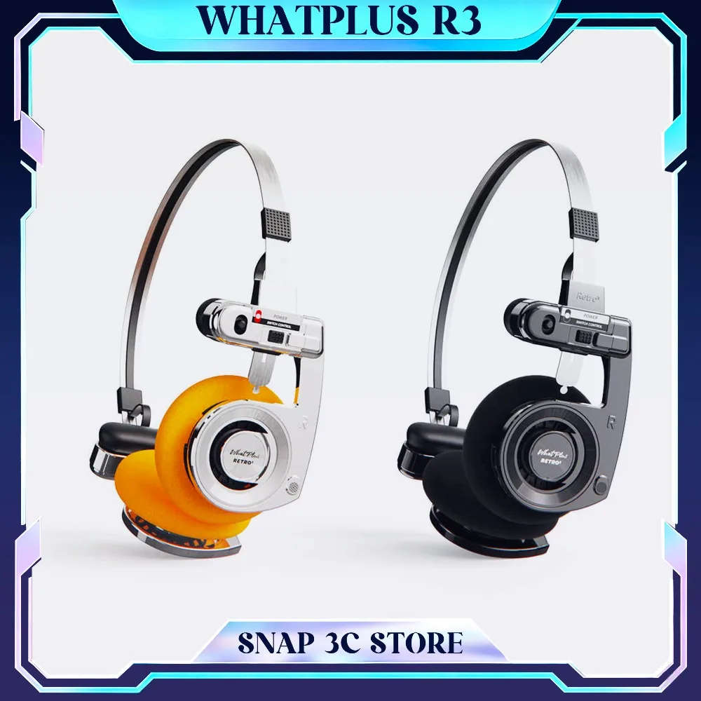 WhatPlus RETRO R3 Bluetooth Wireless Headphones Classic Vintage Y2K Aesthetic Headset 40mm Dynamic Driver Portable Headphone