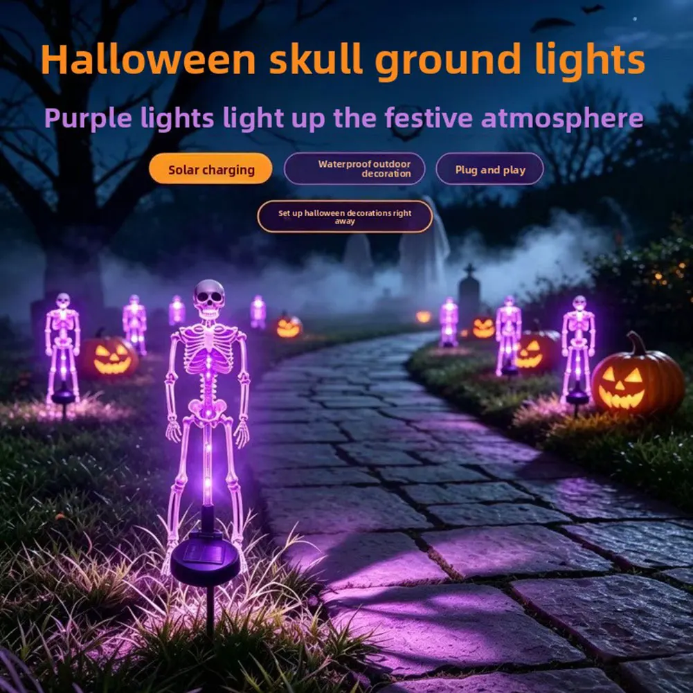 Halloween Solar Skeleton Yard Stake LED Illuminated Spookys Atmosphere Floor Light Garden Decoration Grave Lawn Festival Party - view 2