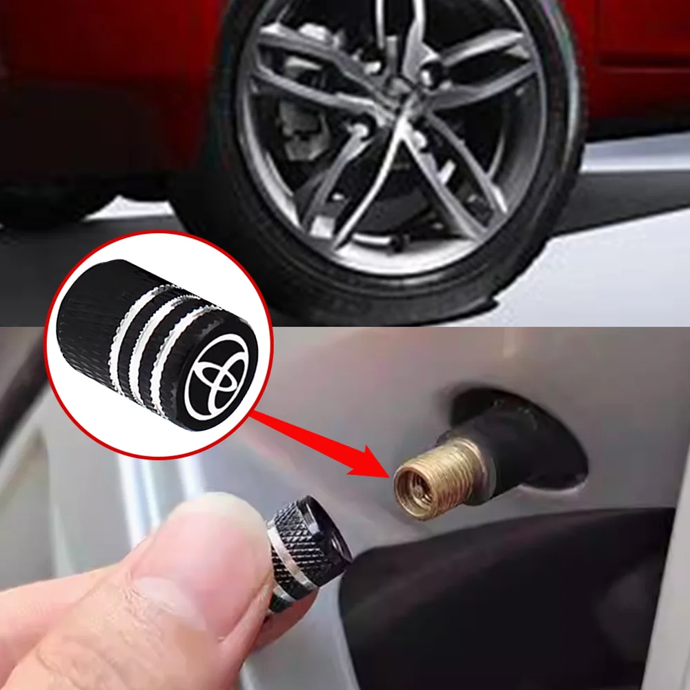 5pcs Car Wheel Tire Valve Caps Air Stem Covers For Toyota chr Corolla Camry rav4 Yaris hilux prius avensis auris Prado fortuner