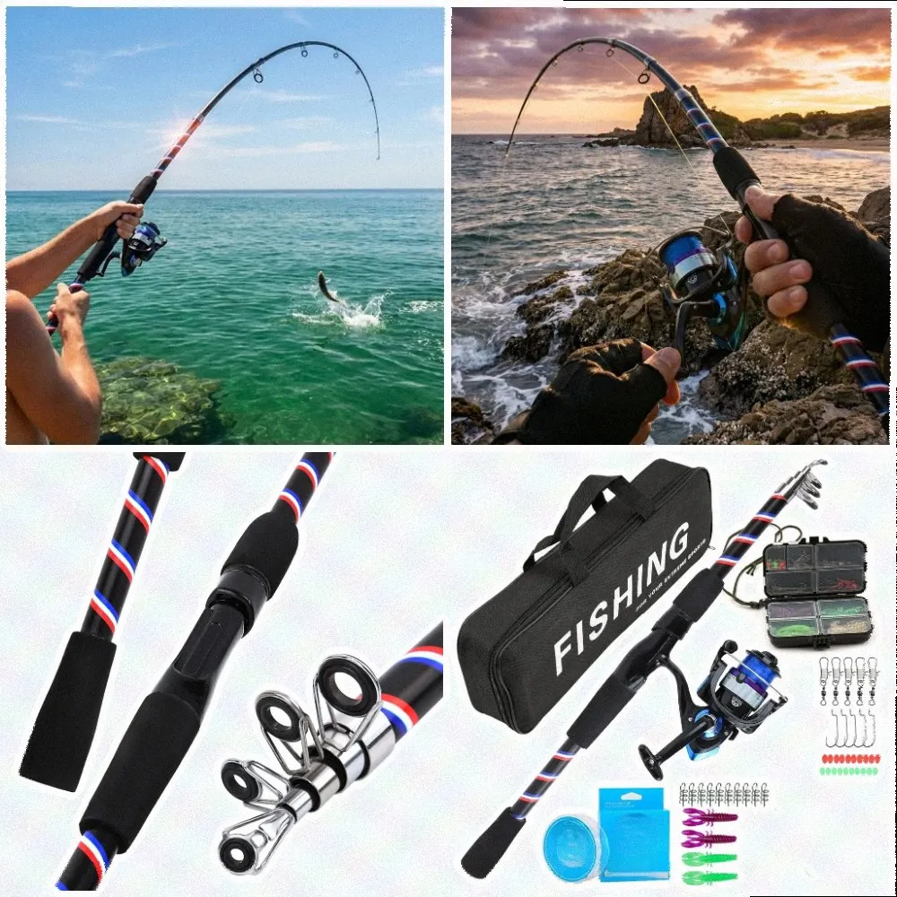 Telescopic Fishing Rod for Casting Reel For COMBO Featuring Non-Slip EVA Grip and Tangle-Resistant Guide Rings for River Angling