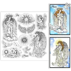 Christmas Angel Clear Stamps Angel Background Silicone Stamp Angel Moon Sun Clear Stamps for DIY Scrapbooking Cards Making