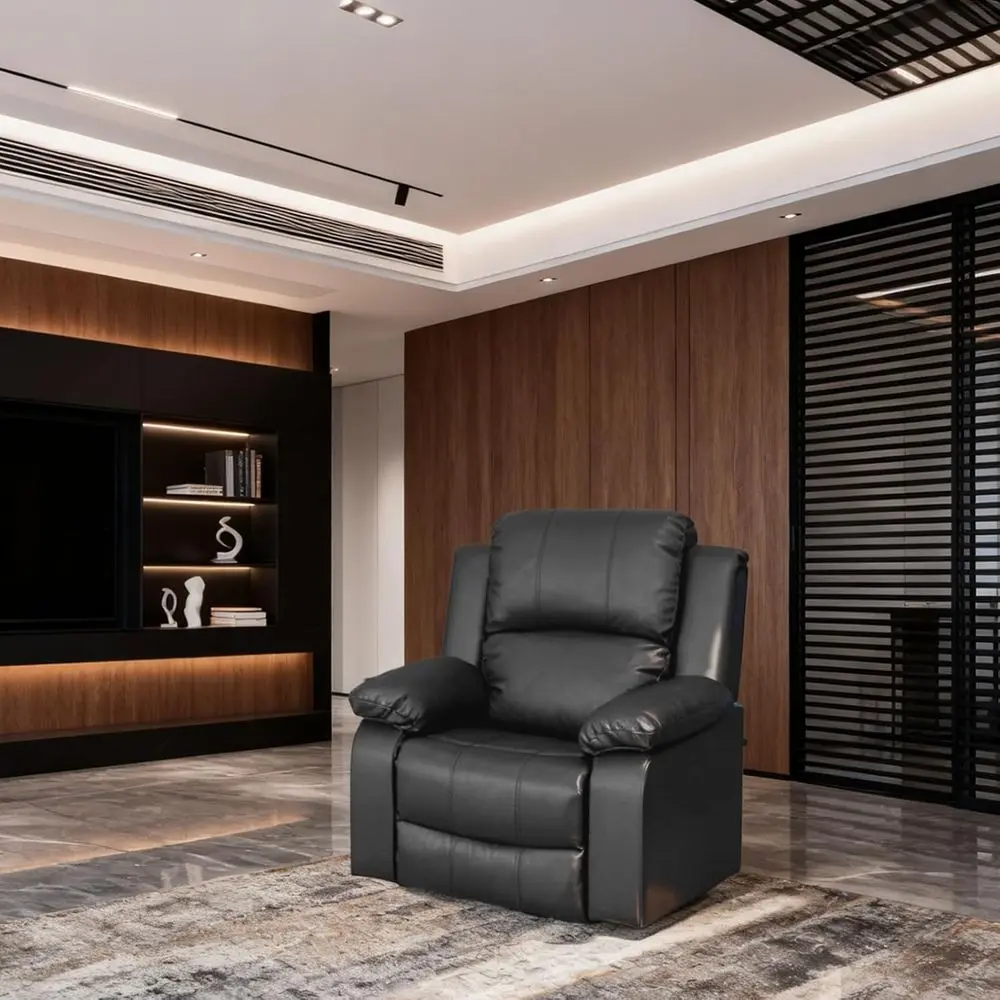 

Leather Sectional Sofa Set with Manual Recliner for Living Room and RV Use