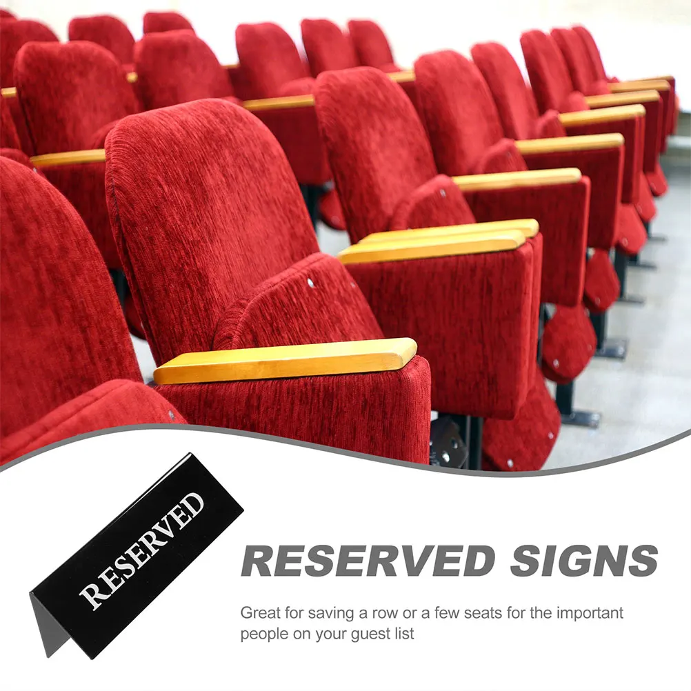 

6 Pcs Acrylic Reserved Table Signs 15x5cm Black Card Prompt Stand for Events Wedding Conference Restaurant Bar