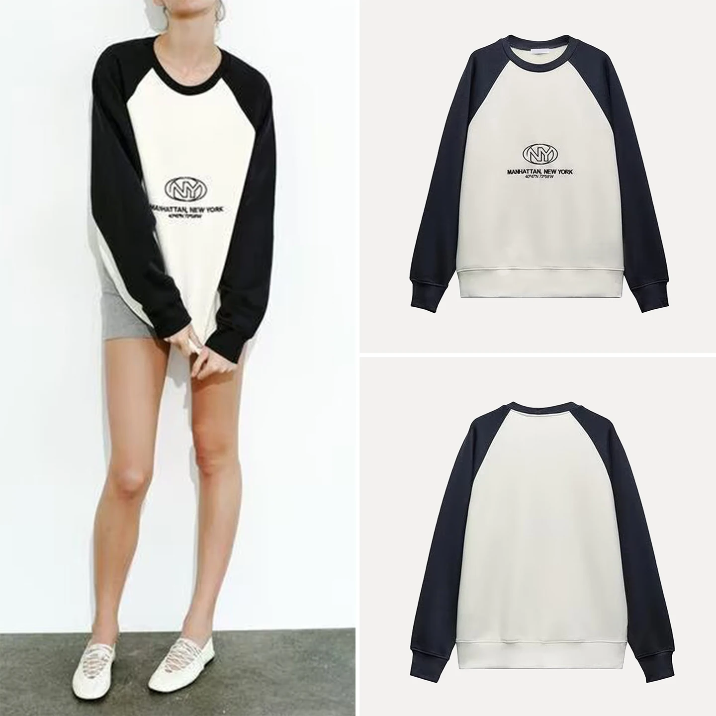 

Повседневный свитшот с вышитым текстом, универсальный, осенний, 2025, женский, модный, свободного кроя, с длинным рукавом, круглым вырезом, пуловер Z