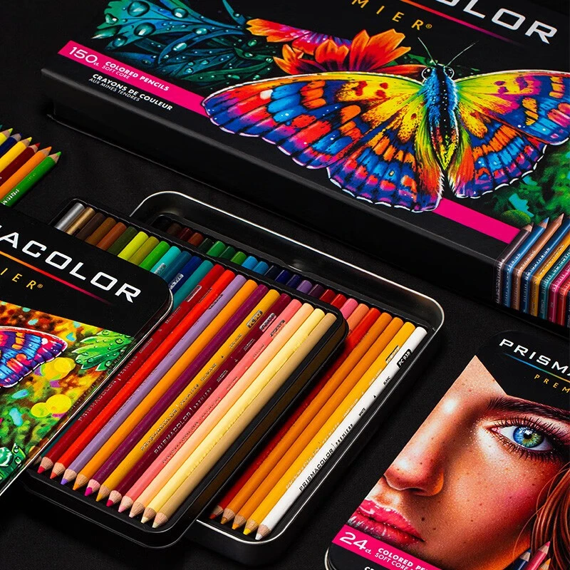 Prismacolor-lápices de colores Premier originales, suministros de arte para dibujar bocetos, caja de lata para colorear para adultos, 36, 72, 150 colores