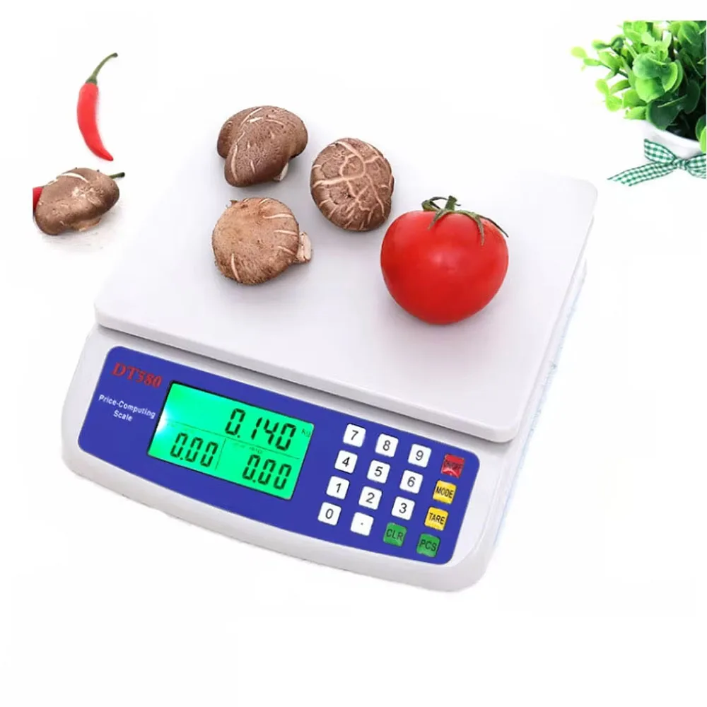 Báscula de cocina Digital electrónica de precisión, 30kg/1g, pantalla LCD, balanza de peso para contar para tienda comercial, pesaje de alimentos y frutas