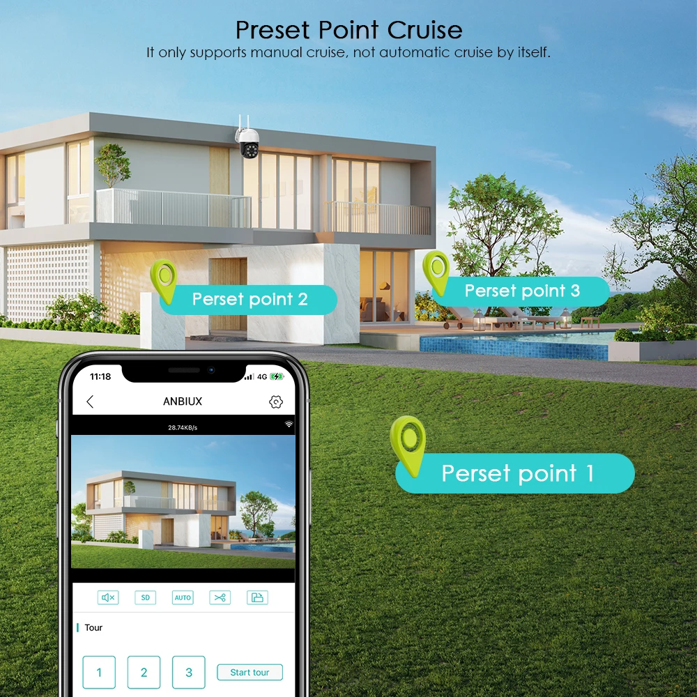 Anbiux 3MP Ptz Ip Camera Outdoor Auto Tracking Twee Weg Audio Draadloze Camera Externe Wifi Security Camera Video Surveillance