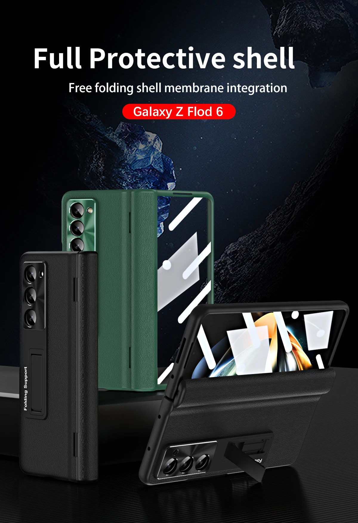 With protective film for Samsung Galaxy Z Fold 6 5 4 3 protective case hinge shockproof magnetic stand full cover folding