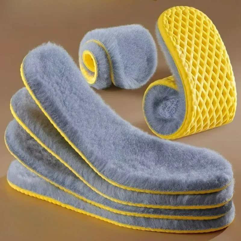 1/5Pairs Thermal Wool Fleece Insoles Memory Foam Shock-absorbent Breathable Pads Women Men Self Heated Warm Thicken Shoe Pad