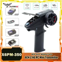 DUMBORC 6CH Mini Transmitter X6PM-350 2.4G 4.8-12V P4FMG/P6FG/X6DCG Gyro Receiver Radio System for RC Car Boat Tank P4FMG P6FG