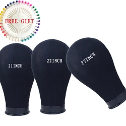 21-23inch Canvas Block Wig Black Head For Wigs Making Display Styling  Mannequin Manikin Head