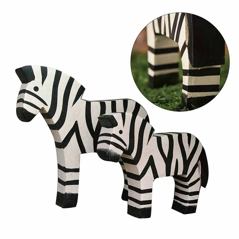 

2 Pcs Log Zebra Ornaments Retro Decor Creative Car Indoor Bamboo Decoration