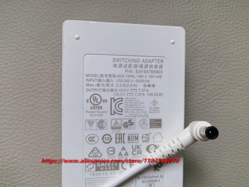 Adaptador de CA CC Original de 140W, 19V, 7,37a, para LG 34GK950F 34UM95-PD 34UM95-PE 34UM94-PD 34UC87 34UC87M, cargador de energía para Monitor LCD-LED