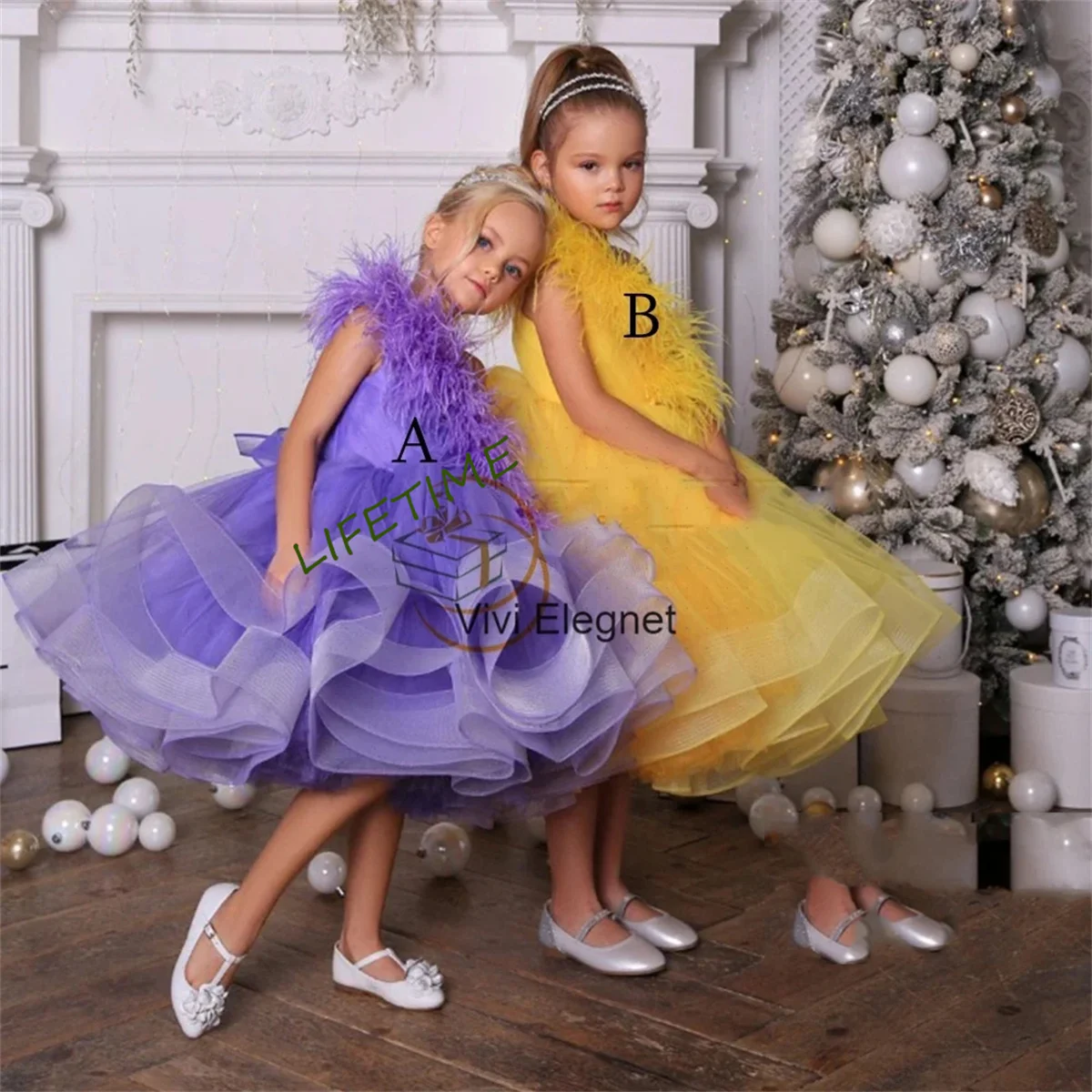 Robes de demoiselle d'honneur Scoop modernes pour enfants, FibrNew, Tulle doux, Noël, quoi que ce soit, hiver, nouveau, fermeture à glissière au dos, 2024