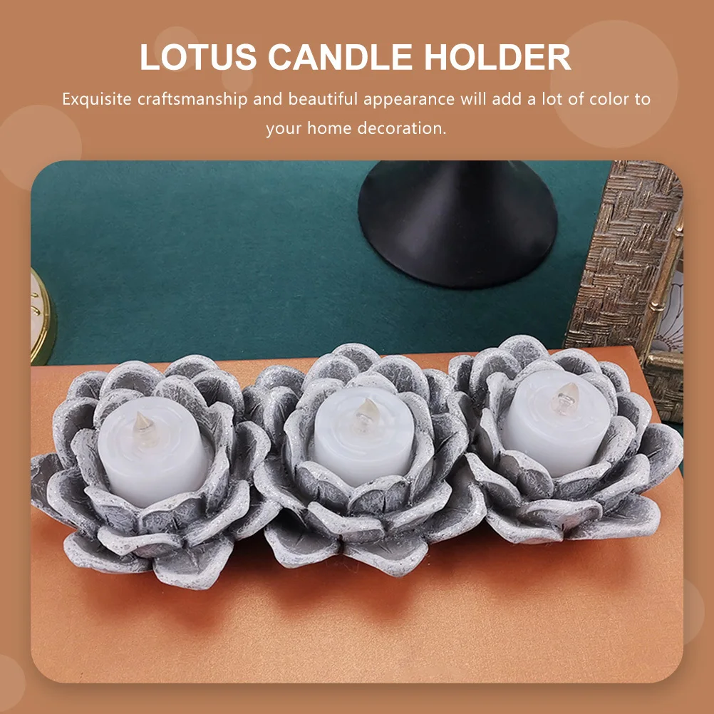 

Resin Lotus Candlestick Premium Desktop Holder European Style Decorative Stand for Home Party Wedding Christmas