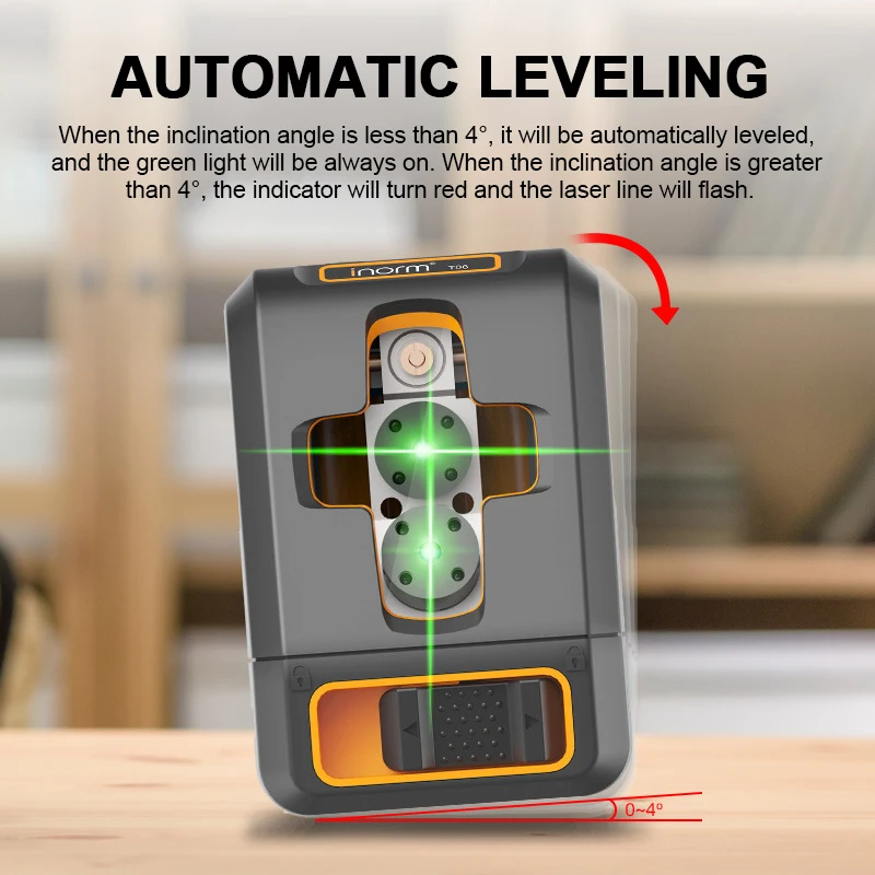 2 Lines Laser Level Green/Red Beam Self Leveling Horizontal Vertical Cross-Line Meter with Pulsing Mode Powerful Laser Beam Line