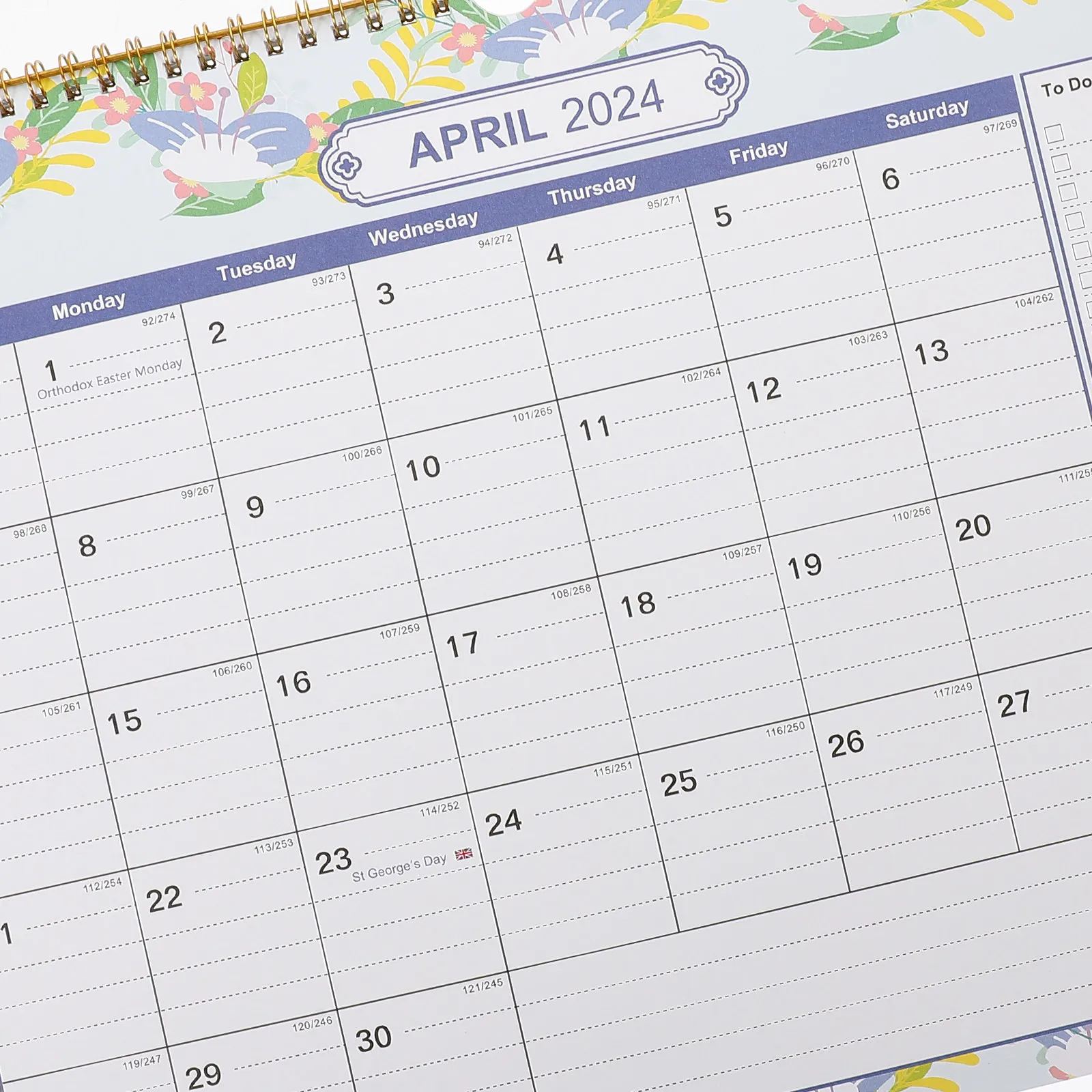 

2024 English Hanging Calendar Monthly Wall Design Thick Safe Coated Paper for Home Office Classroom Noting Countdown Planner