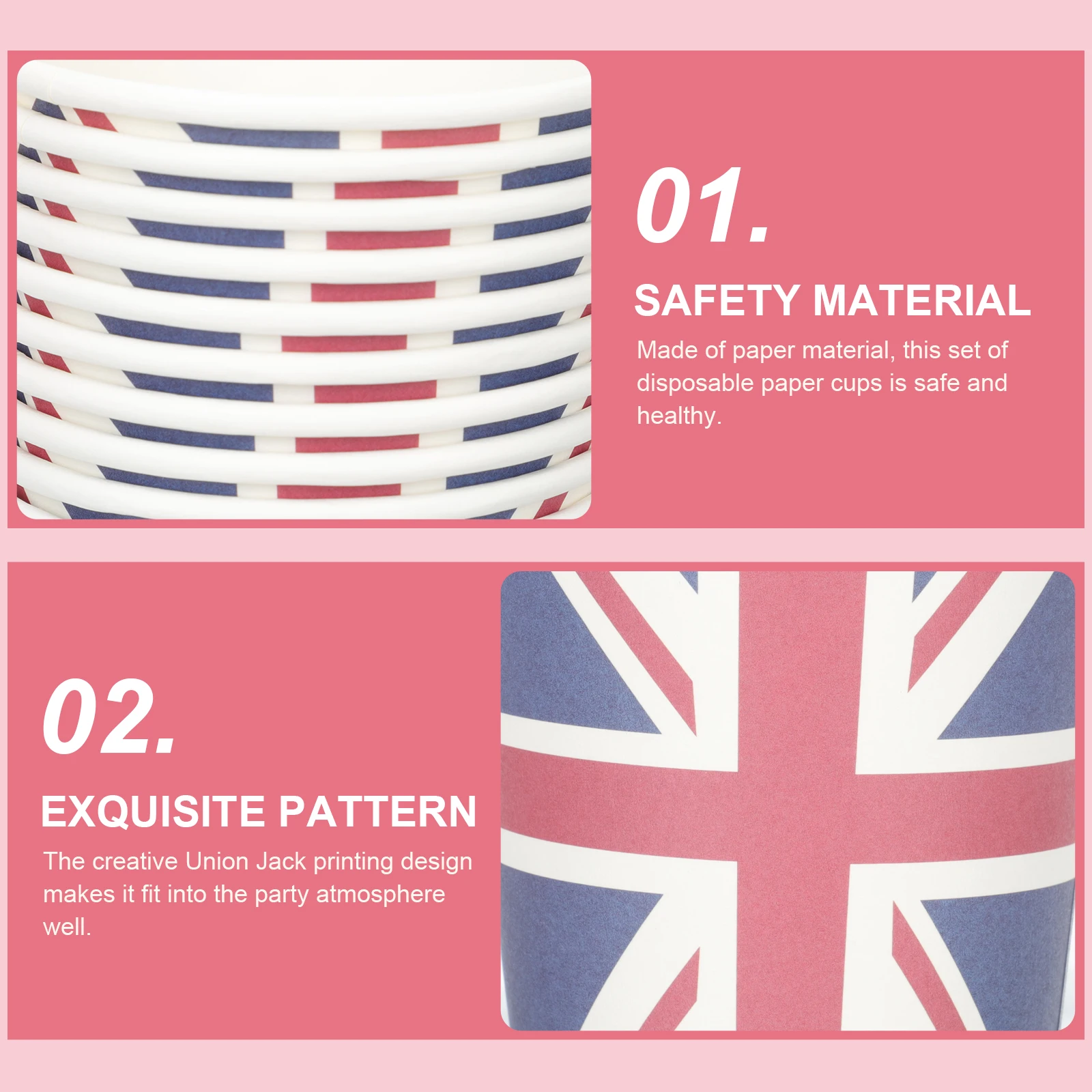 

16 Pcs Flag Paper Union Jack Printing Disposable Decorative Water Cups Party Decorative Water Cups Home Supplies