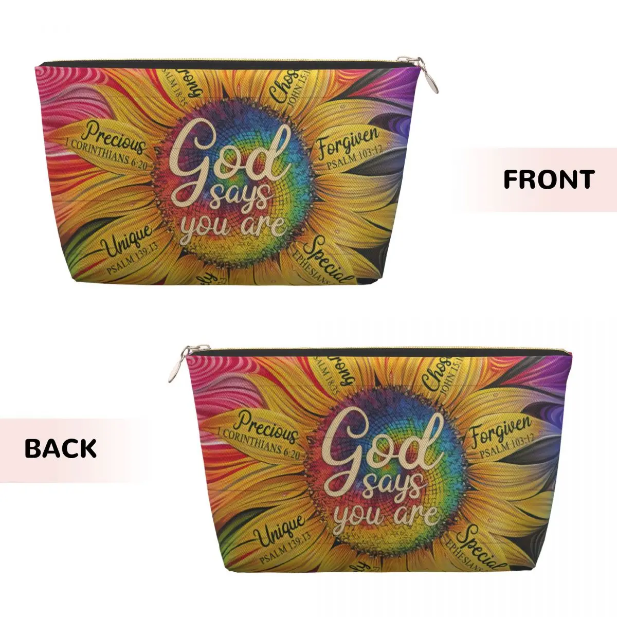 Custom God Says You Are A Sunflower Makeup Bag Women Travel Cosmetic Organizer Cute Storage Toiletry Bags