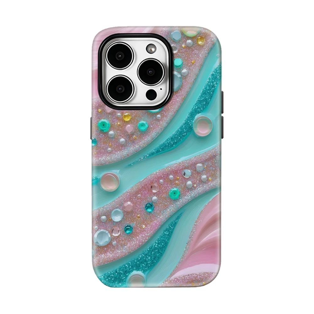 Capa de Celular Gemstone Flow para iPhone 17 16 15 14 13 Pro Max Plus, Capa Magnética Resistente de Camada Única ou Dupla