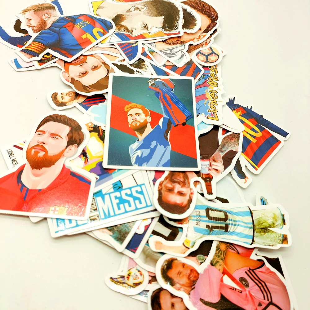 10/50/100Pcs Super Star Soccer Player Messi Stickers, Laptop Water Bottle Vinyl Football Stickers for Aldults Boys Teens,Messi