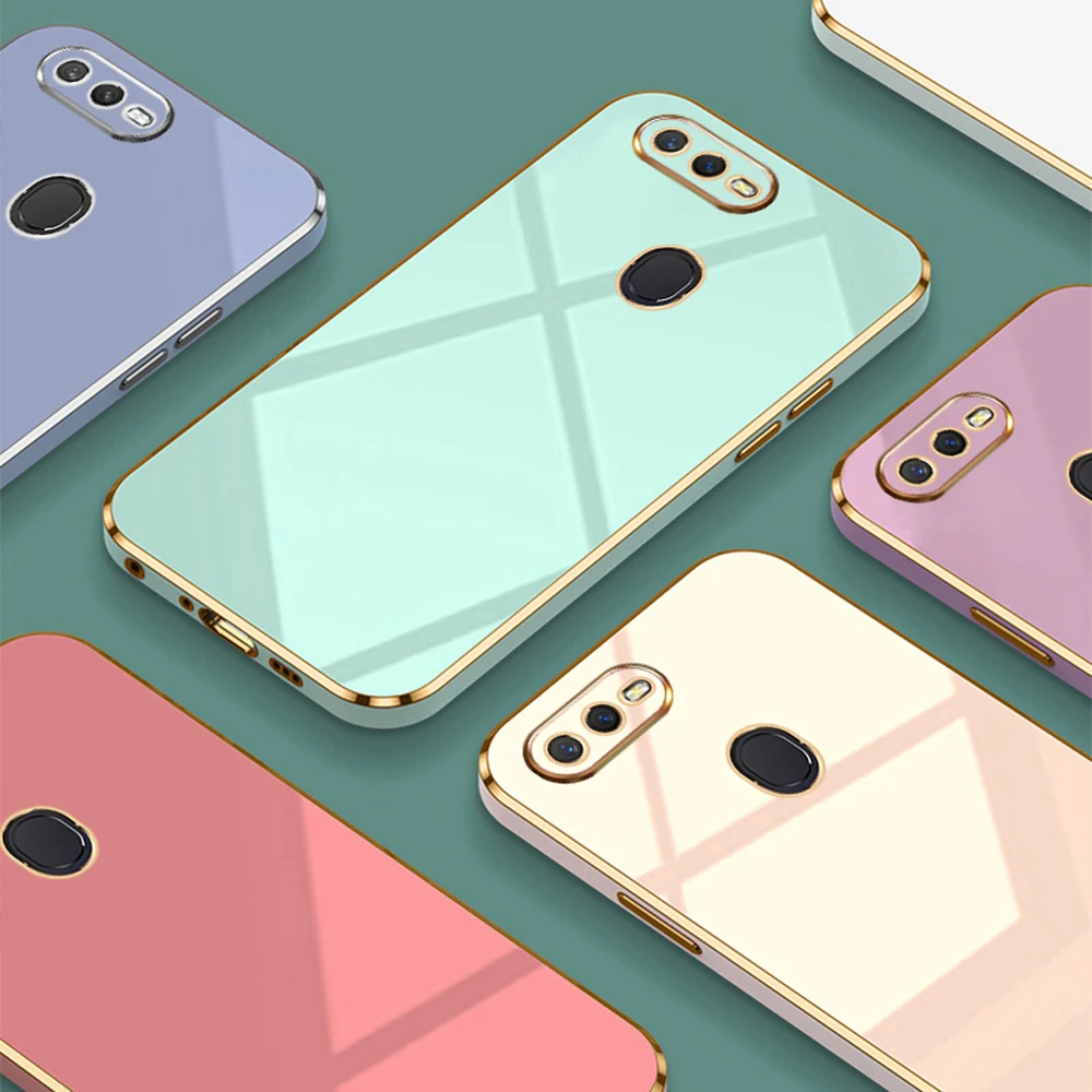 For Oppo A5s Case OPPO A7 AX7 Phone Case oppo A12 Cover CPH1901 CPH1903 CPH1905 Luxury Square Plating Shockproof Back Cover