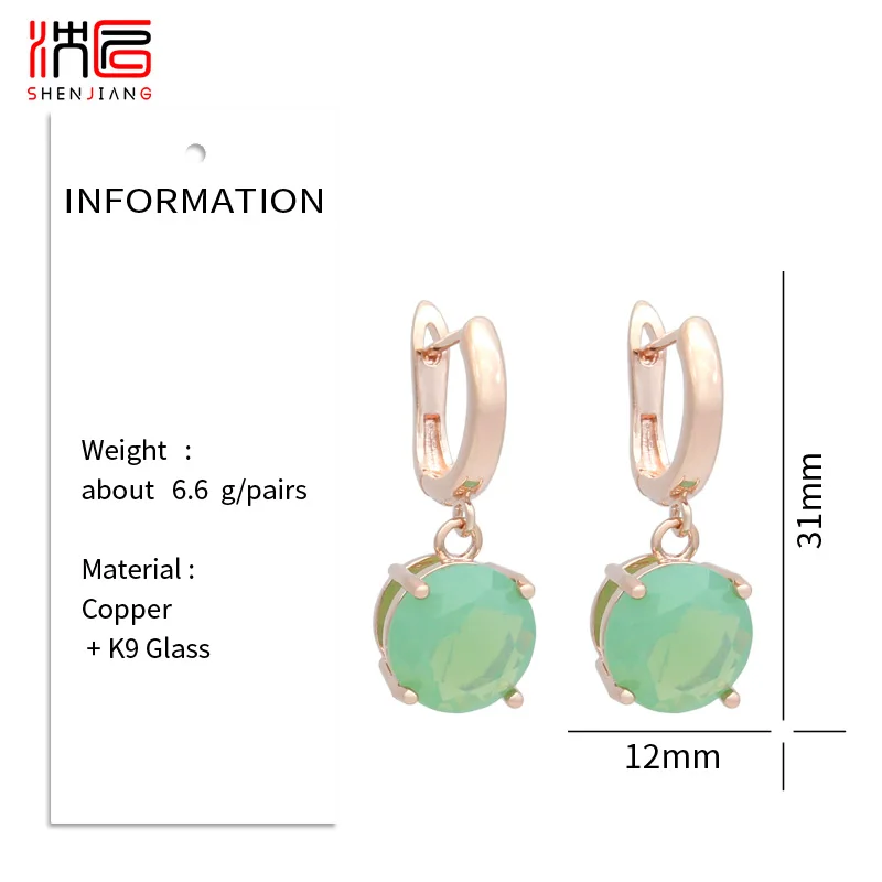 SHENJIANG New Fashion Classic 585 Rose Gold Color Round White Opal Dangle Earrings For Women Wedding Party Simple Trendy Jewelry