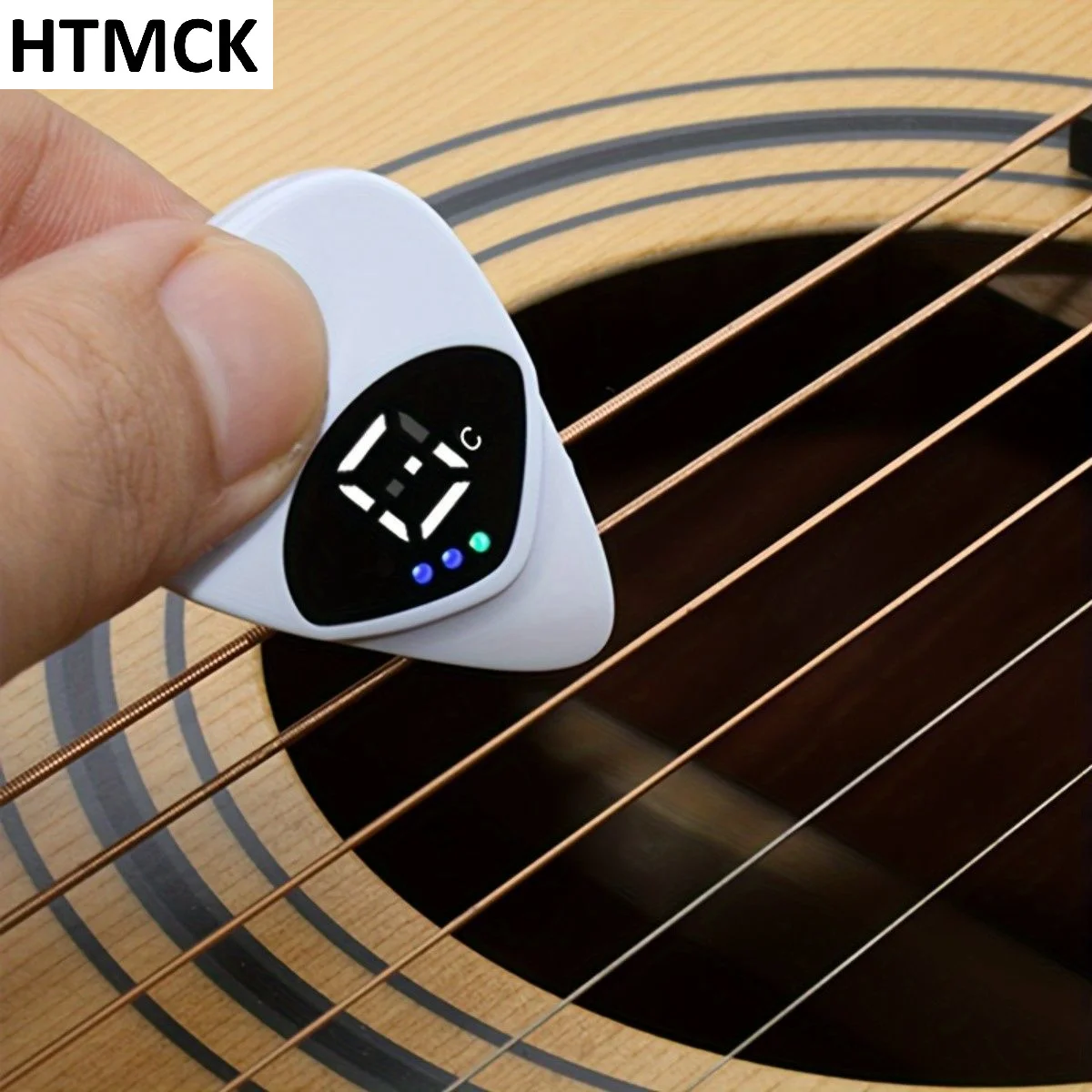 HTMCK 2-in-1 Guitar Pick Tuner/Digital Guitar Pick Tuner w/LED Screen Display/ for Electric & Bass,Ukulele/12 Equal Temperamen