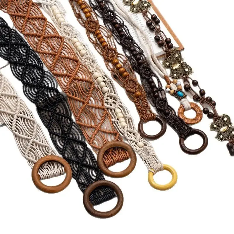 Bohemian Woven Waist Rope Belt Retro Ethnic Decorative Waist Chain For Women, Korean Style Casual Fashion Accessory