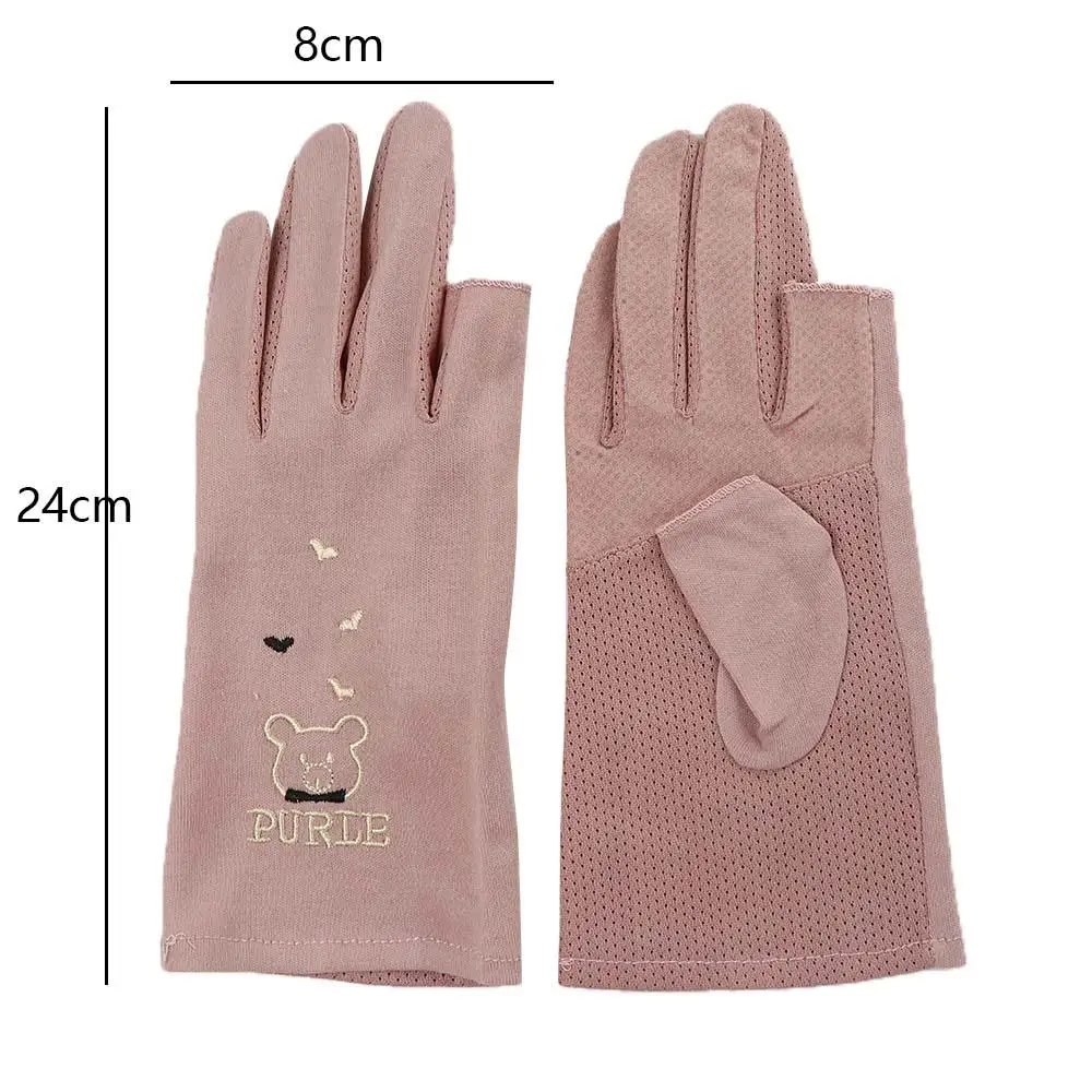 Manoplas transpirables de malla de verano para mujer, manoplas Anti-UV con cinco dedos, manoplas de protección solar, guantes finos