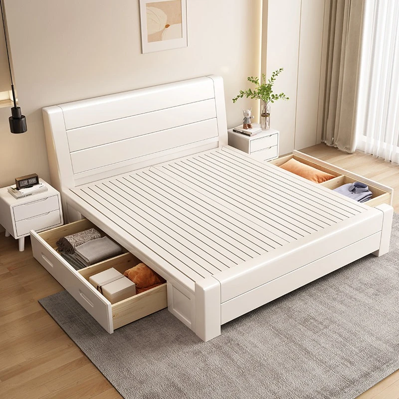 1.8 meters modern double bed Nordic cream household interior bed frames white comfortable cómoda dormitorio bedroom furniture