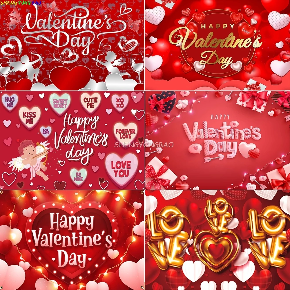 

Valentine's Day Love Heart Photography Backdrops Party Decoration Balloon Wedding Bridal Baby Shower Studio Background QV-01