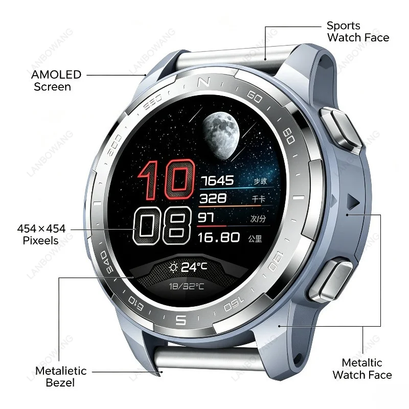 GS Pro Smart Watch, 25 Days Battery, 5ATM Waterproof, Blood Oxygen Heart Rate Monitor, Bluetooth Call Fitness Watch Used