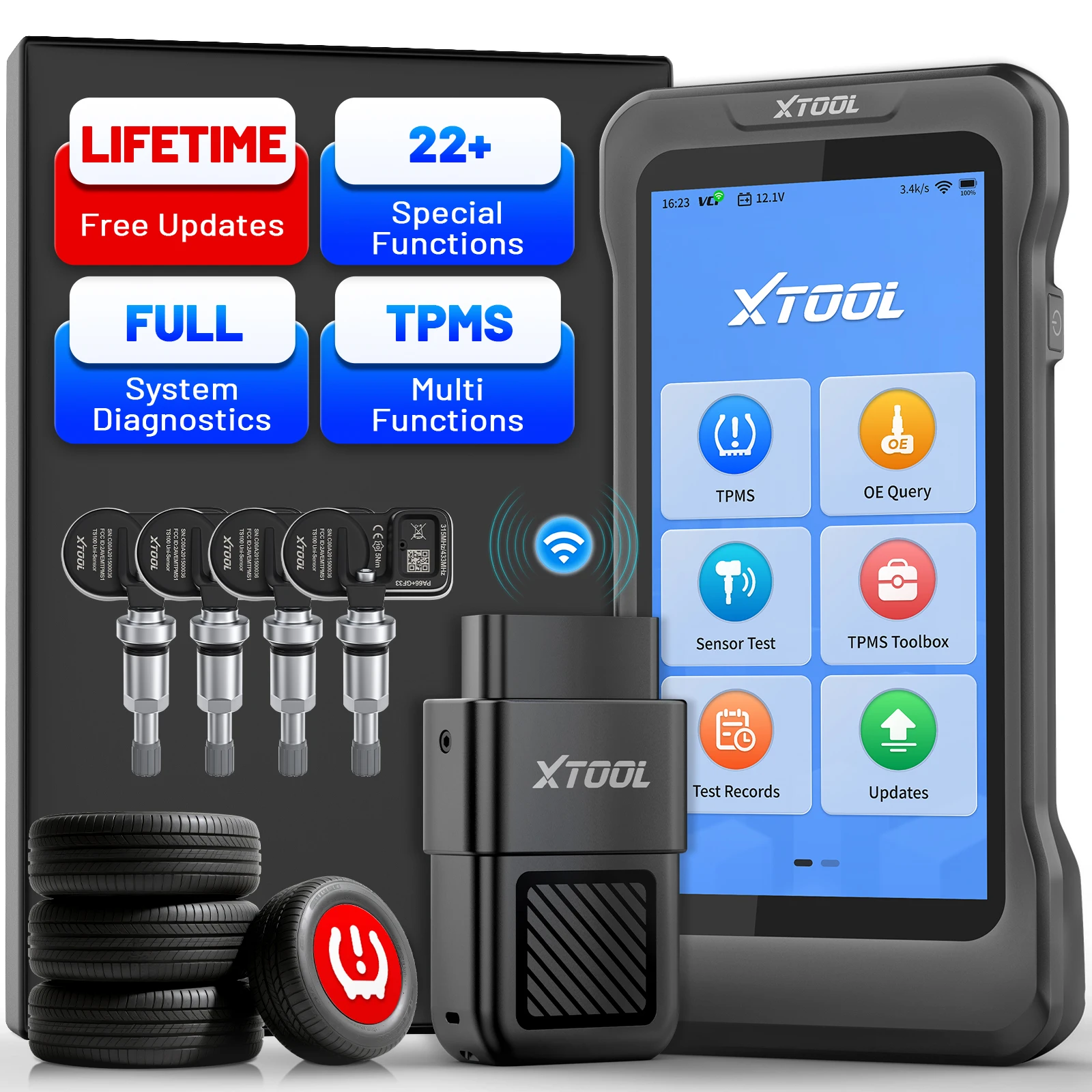 XTOOL TP580 TPMS Programmiergerät Drahtloser TPMS-Diagnose-OBD2-Scanner für alle Systeme Auto-Codeleser Reifendruckkontrolle TPMS-Sensor-Aktivierung Lebenslange Kostenlose Updates CAN FD DoIP