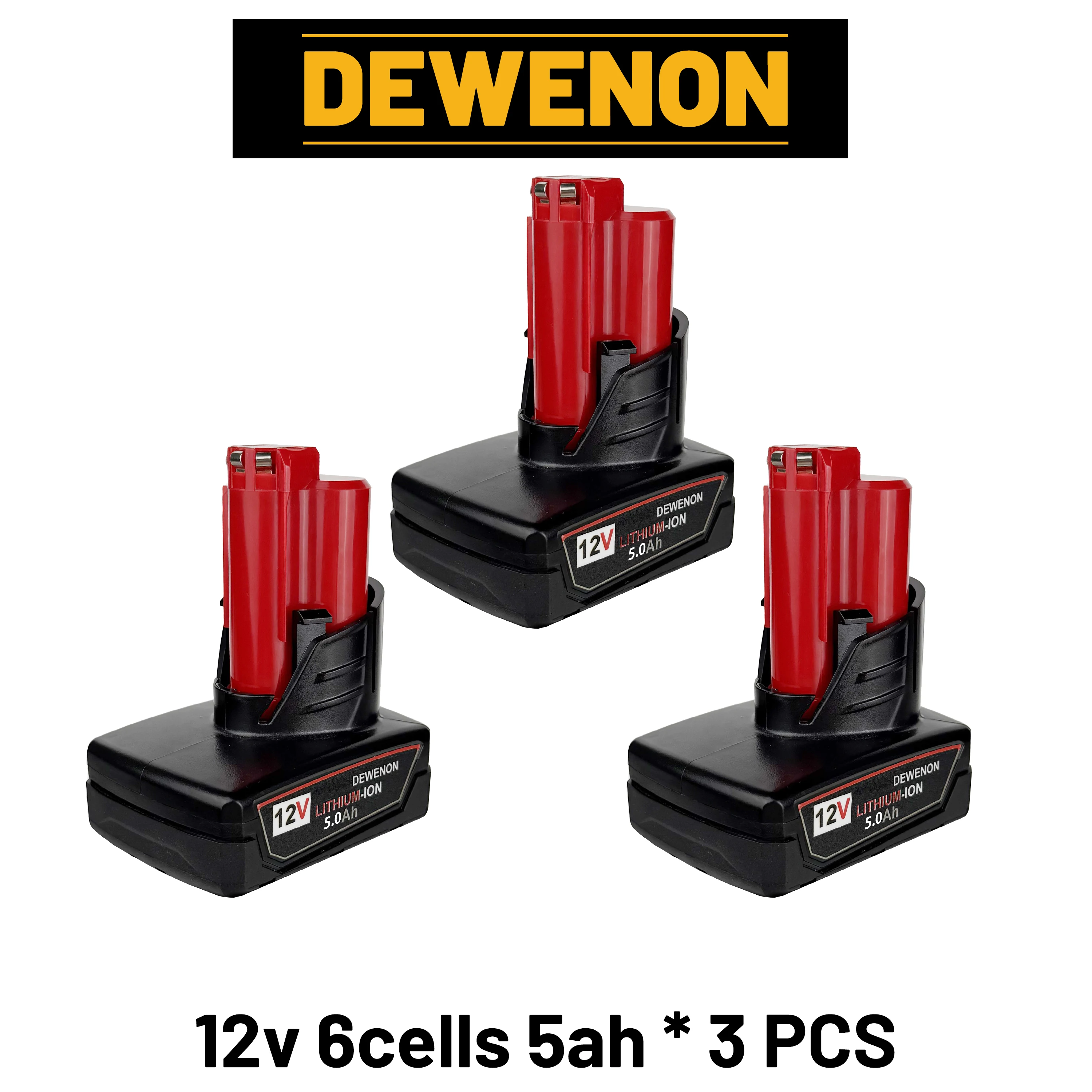 

12V 5Ah Dewenon Battery Rechargeable Battery For Milwaukee M12 XC Cordless Tools 48-11-2402 48-11-2411 48-11-2401 MIL-12A-LI