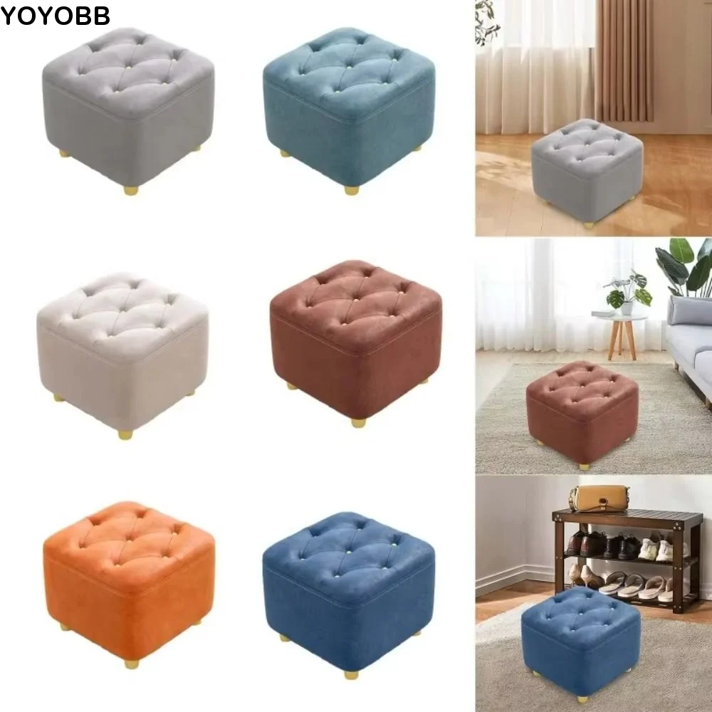 Smooth Solid Wood Foot Stool Burr-Free Edges Rounded Edges Foot Rest Anti-Slip Pads Compact Size Shoe Changing Bench