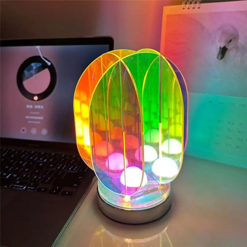 A42Z-LED Color Acrylic USB Table Lamp Bedroom Room Game Room Decor Night Lamp Desk Geometric Decorative Indoor Table Lamp image 4