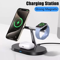 NEW Magnetic Wireless Charger Stand For iPhone 16 15 14 13 12 Pro iWatch 9 8 Airprods 3 In 1 Fast Charging Station