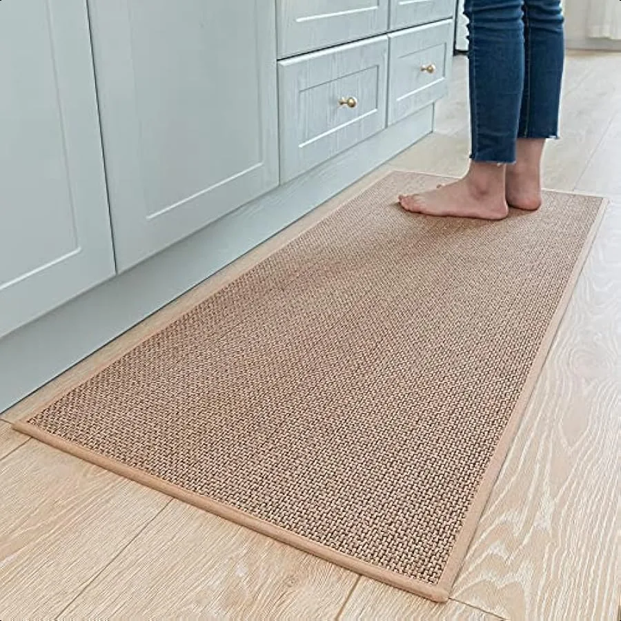 

Kitchen Rugs and Mats Non Skid Washable Absorbent Runner Rugs for Kitchen Front of Sink Kitchen Mats for Floor Beige 20"x47"